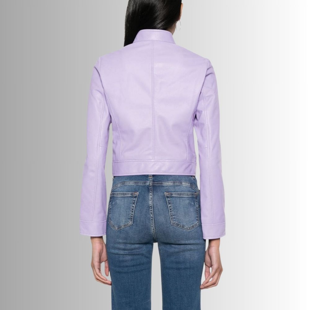 Veste En Cuir Femme Violet Lavande en Agneau