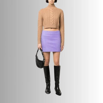 Jupe Courte En Cuir Pour Femme - Violette