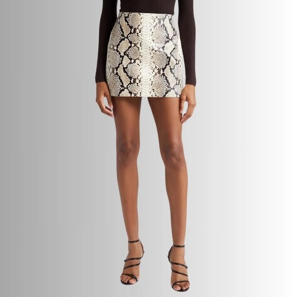 Mini Jupe En Cuir Pour Femme -  Python En Relief
