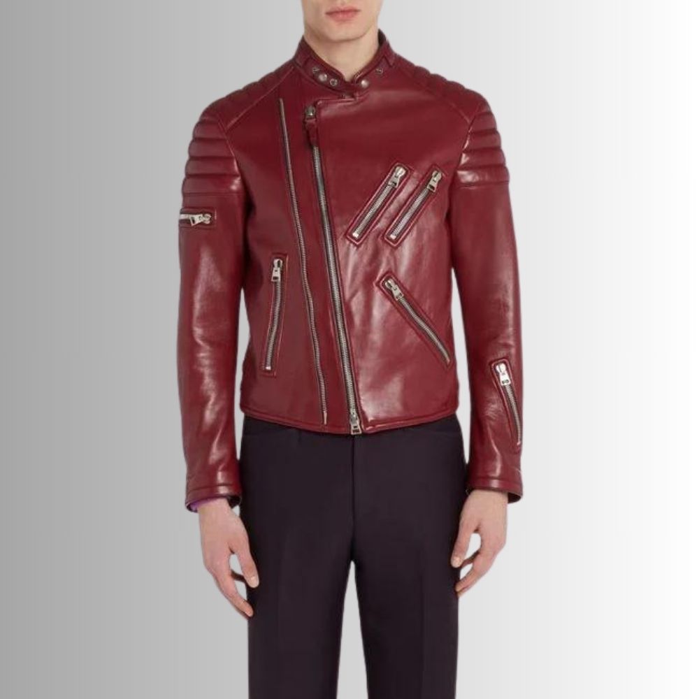 Perfecto Rouge Homme - Cuir d'agneau