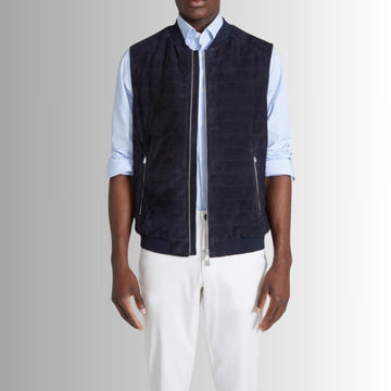 Gilet en daim pour homme - marin