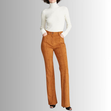 Pantalon En Daim Femme - Marron Selle