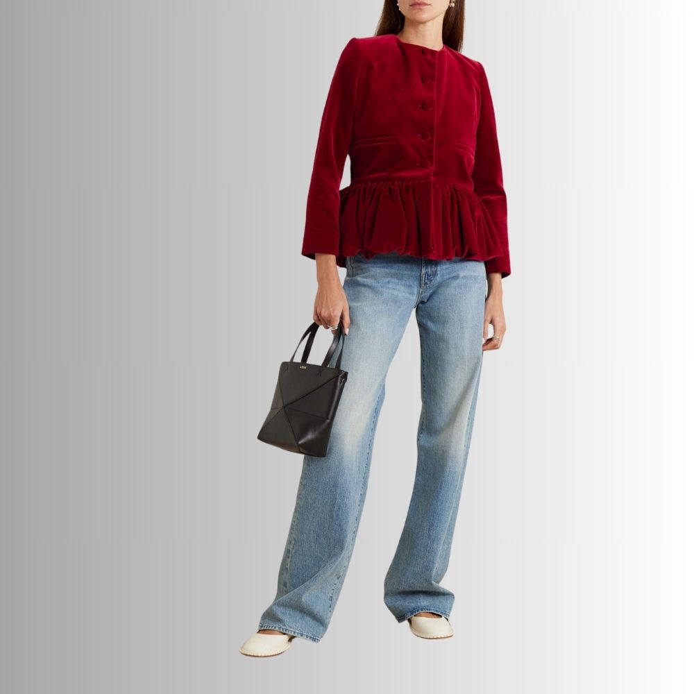 Blazer Femme Rouge Velours – Style Cintré à Basque