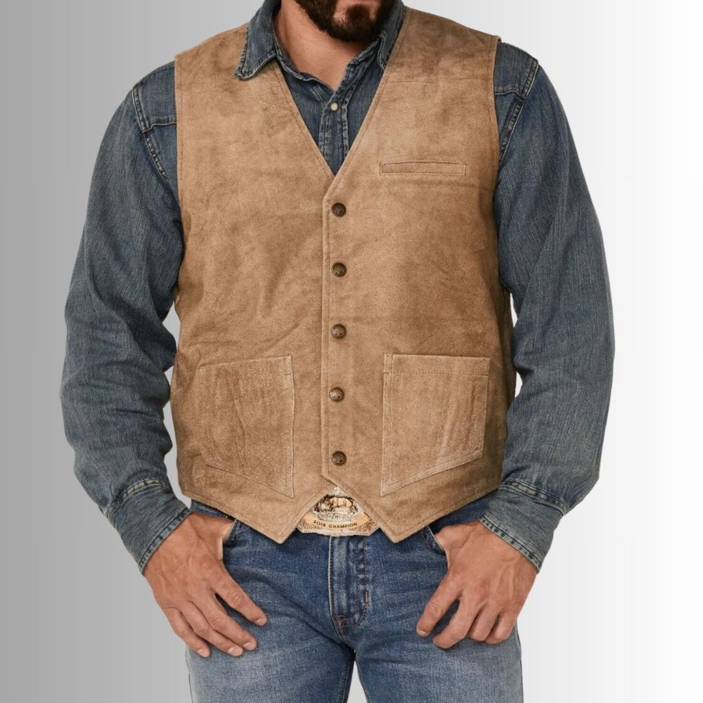 Gilet Homme En Daim - Beige