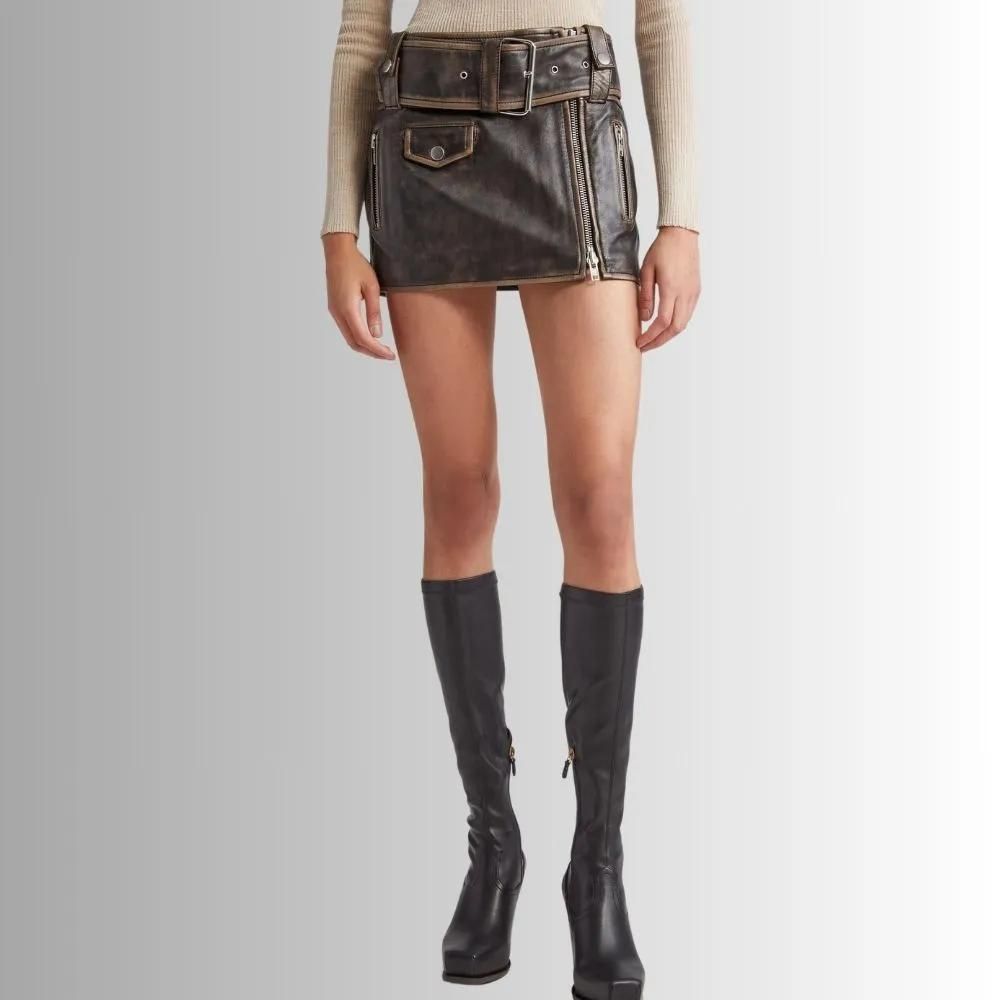 Micro Jupe Cuir Pour Femme - Style Ceinturé