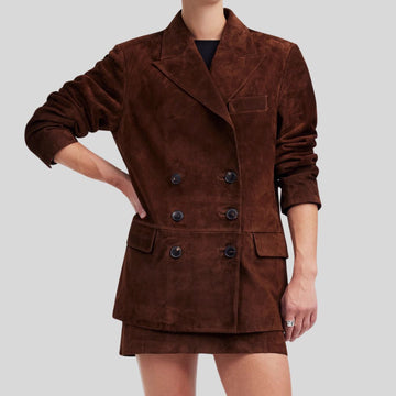 Blazer Femme Daim Marron Foncé