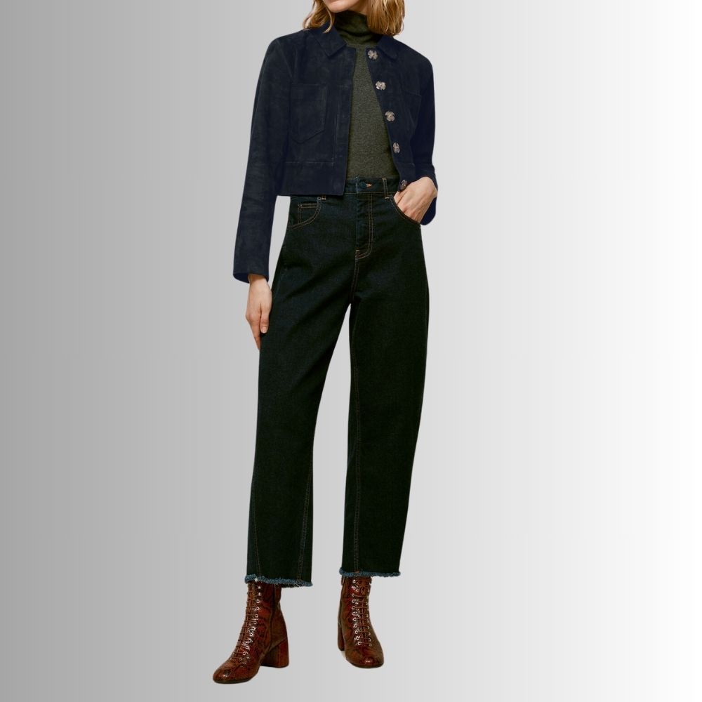 Veste Daim Bleu Marine Femme - Tondue