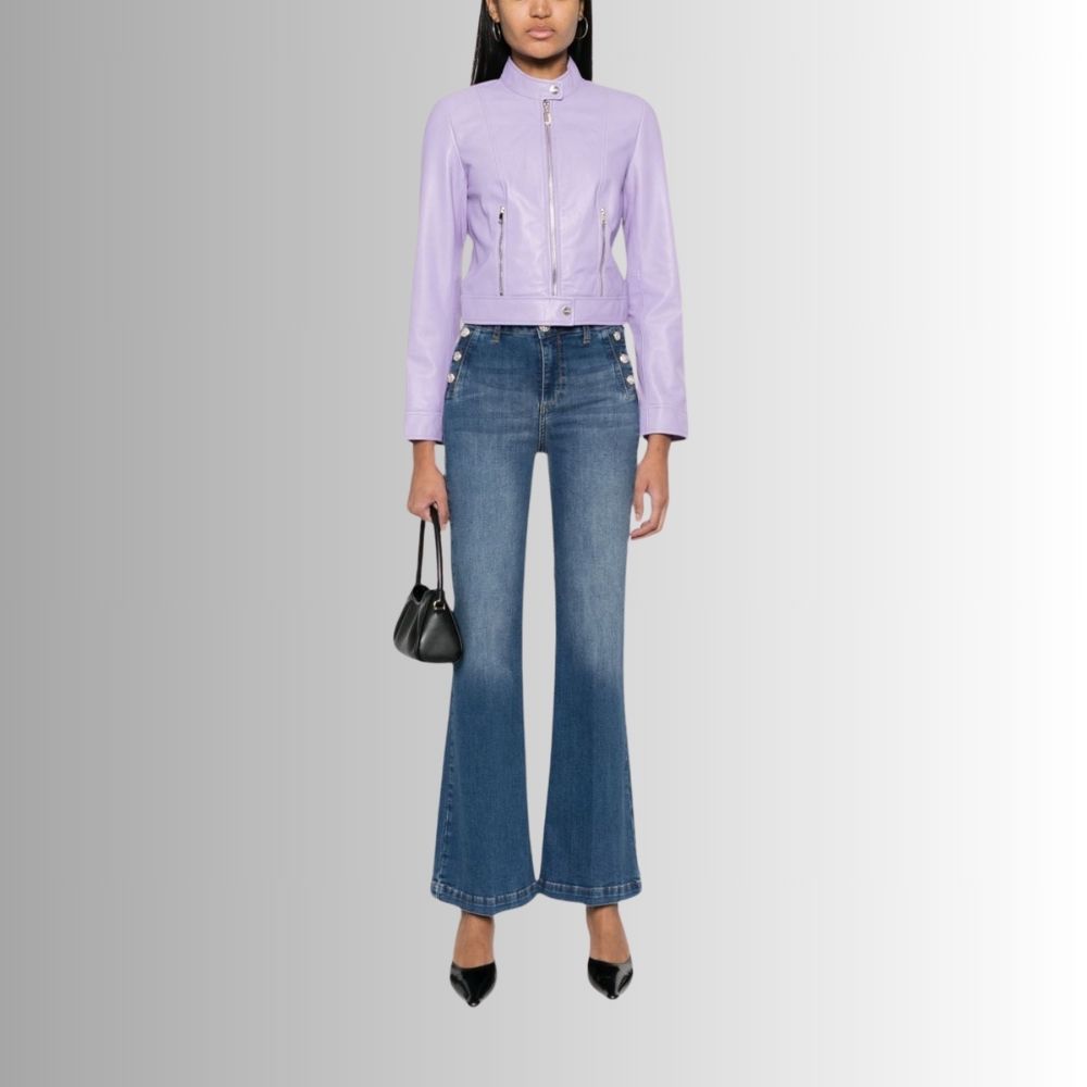 Veste En Cuir Femme Violet Lavande en Agneau