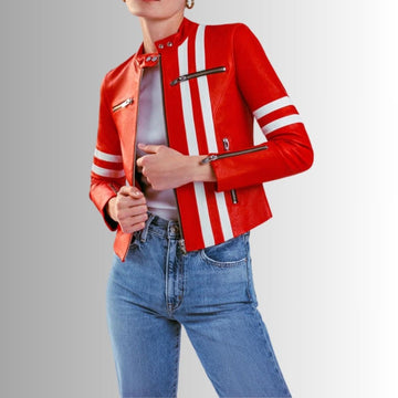 Veste Cuir Rouge Pour Femme - Édition Ferrara Exclusive