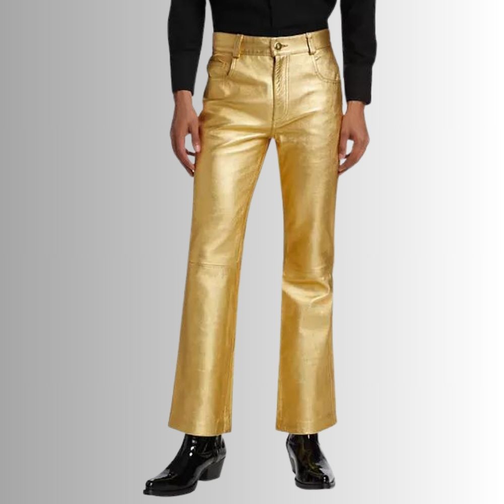 Pantalon Cuir Homme Luxe - Métallique