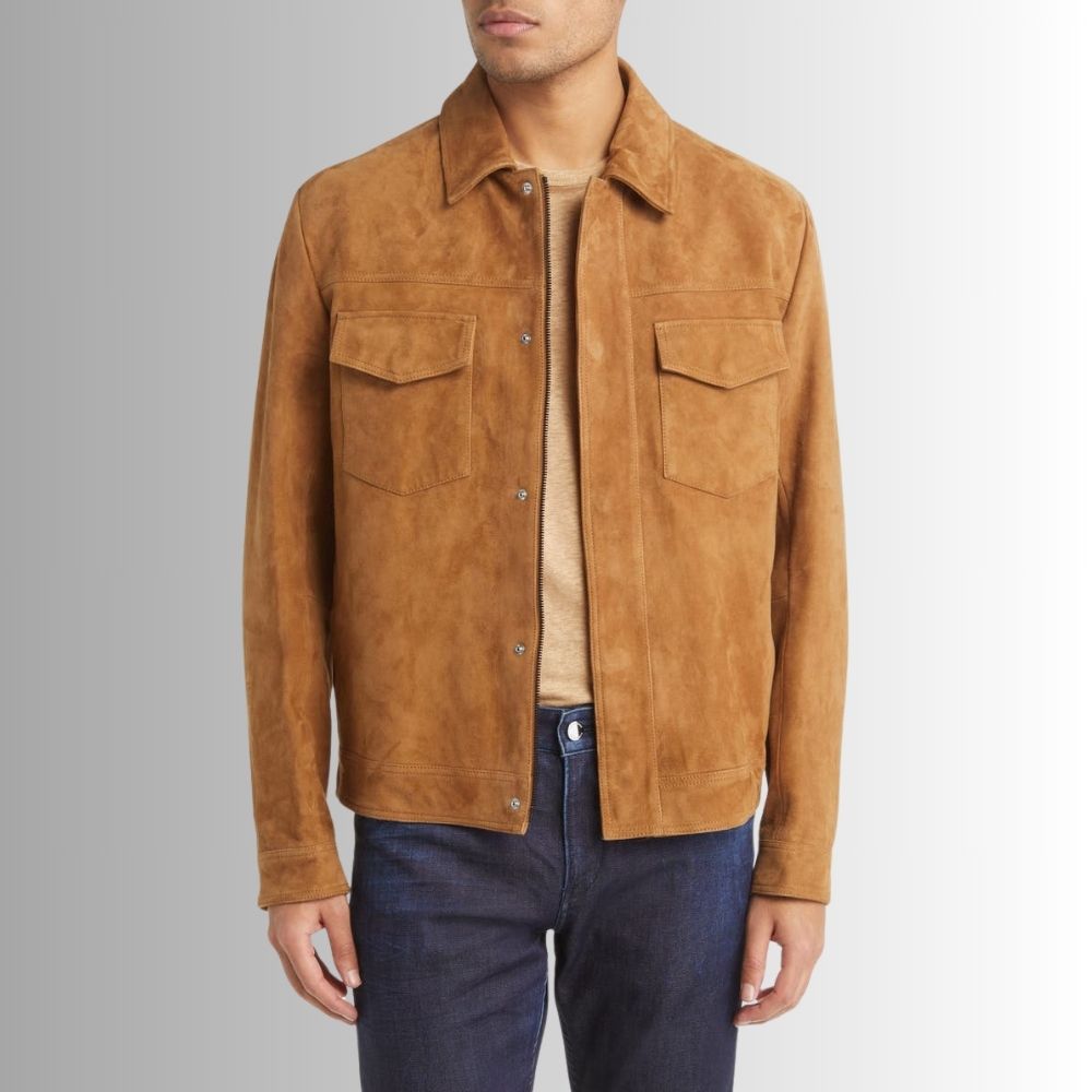 Blouson Homme Daim Camel - Peau de chèvre
