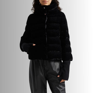 Doudoune Velours Femme Noire – Matelassée Hiver Chic