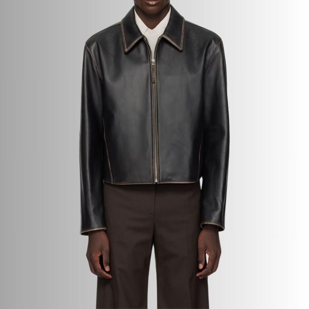 Noir Fade – Veste Cuir Noire Homme – Finition Délavée Luxe