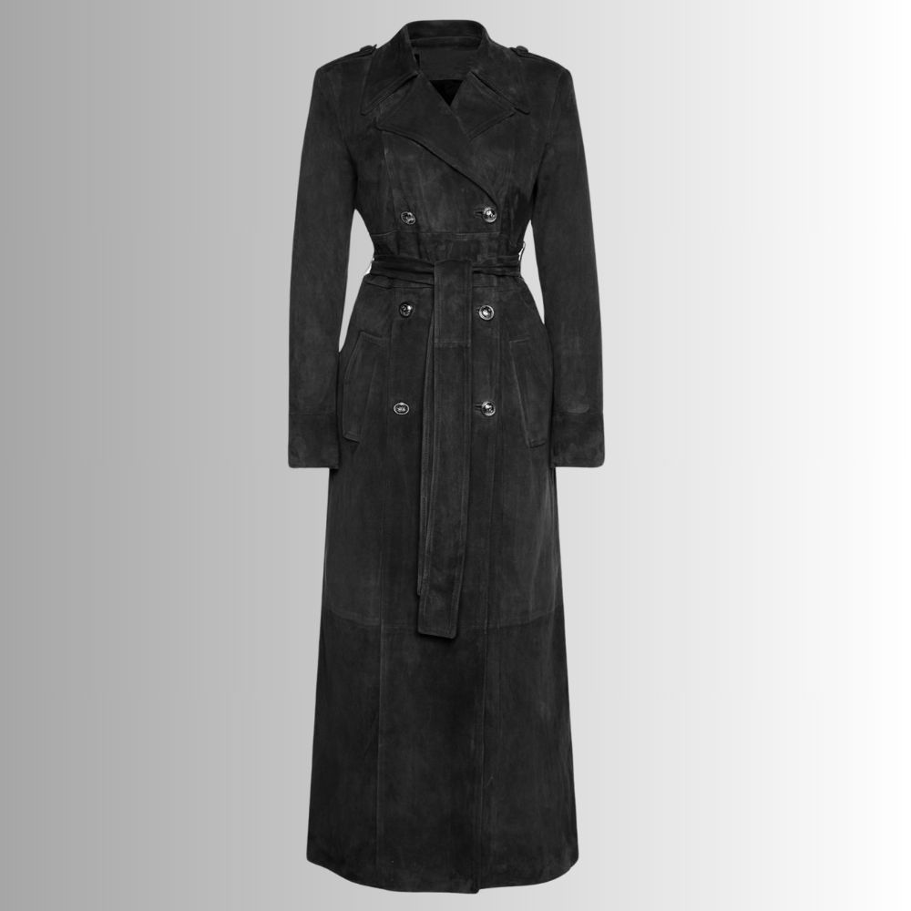 Manteau Long En Daim Noir Femme - Trench Luxe | FRENCH VESTE