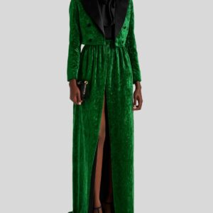 Blazer Femme Velours Vert Court – Élégance Tuxedo
