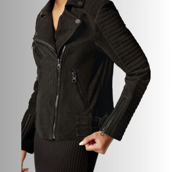 Perfecto Daim Femme Noir - Style Motard