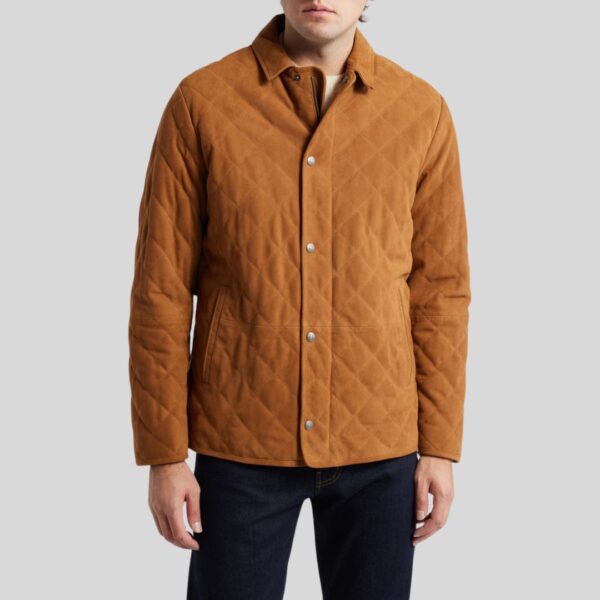Terra Lux – Blouson Homme en Daim Marron Matelassé