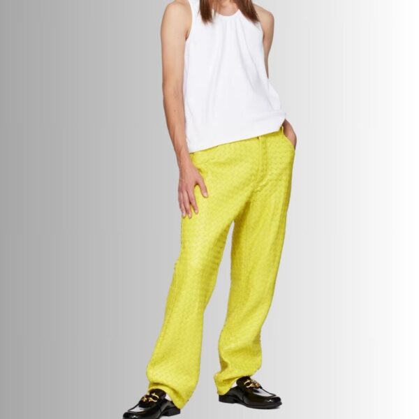 Pantalon Homme Cuir Agneau - Jaune
