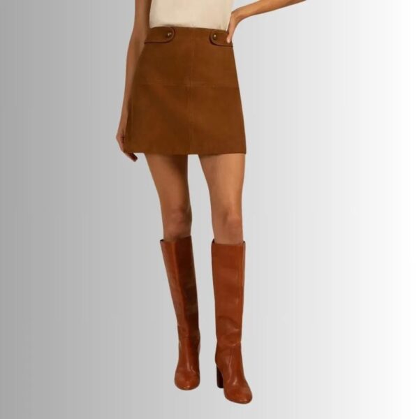 Jupe Daim Marron Pour Femme - Style Court