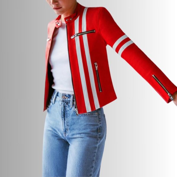 Veste Cuir Rouge Pour Femme - Édition Ferrara Exclusive