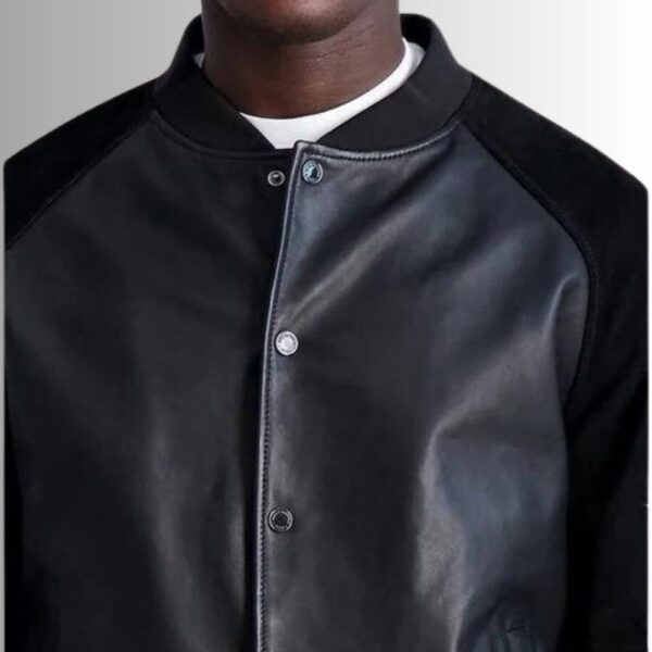 Onyx Varsity – Veste Cuir et Daim Homme Noir Style Urbain