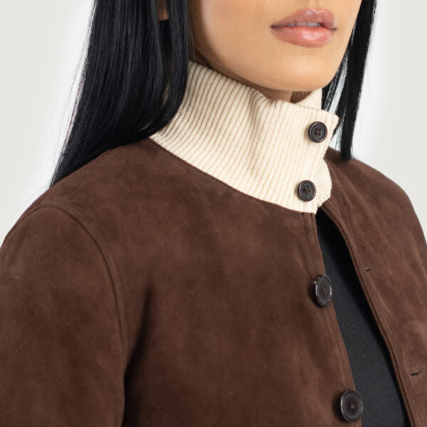 Blouson Daim Marron Femme