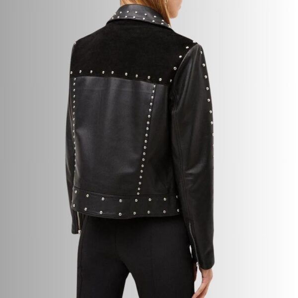 Veste Cuir Cloutée Femme - Noir