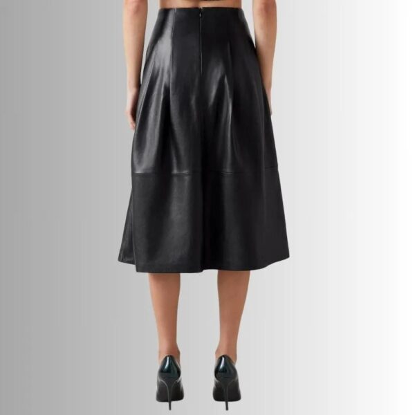 Jupe Midi Cuir Pour Femme - Noir
