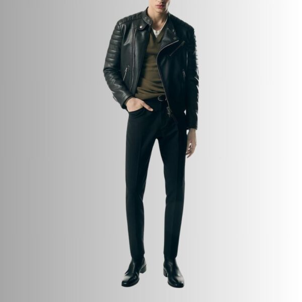 Perfecto Noir En Cuir Pour Homme - Iconique
