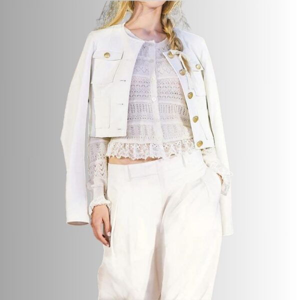 Veste En Cuir Femme Blanc - Xander