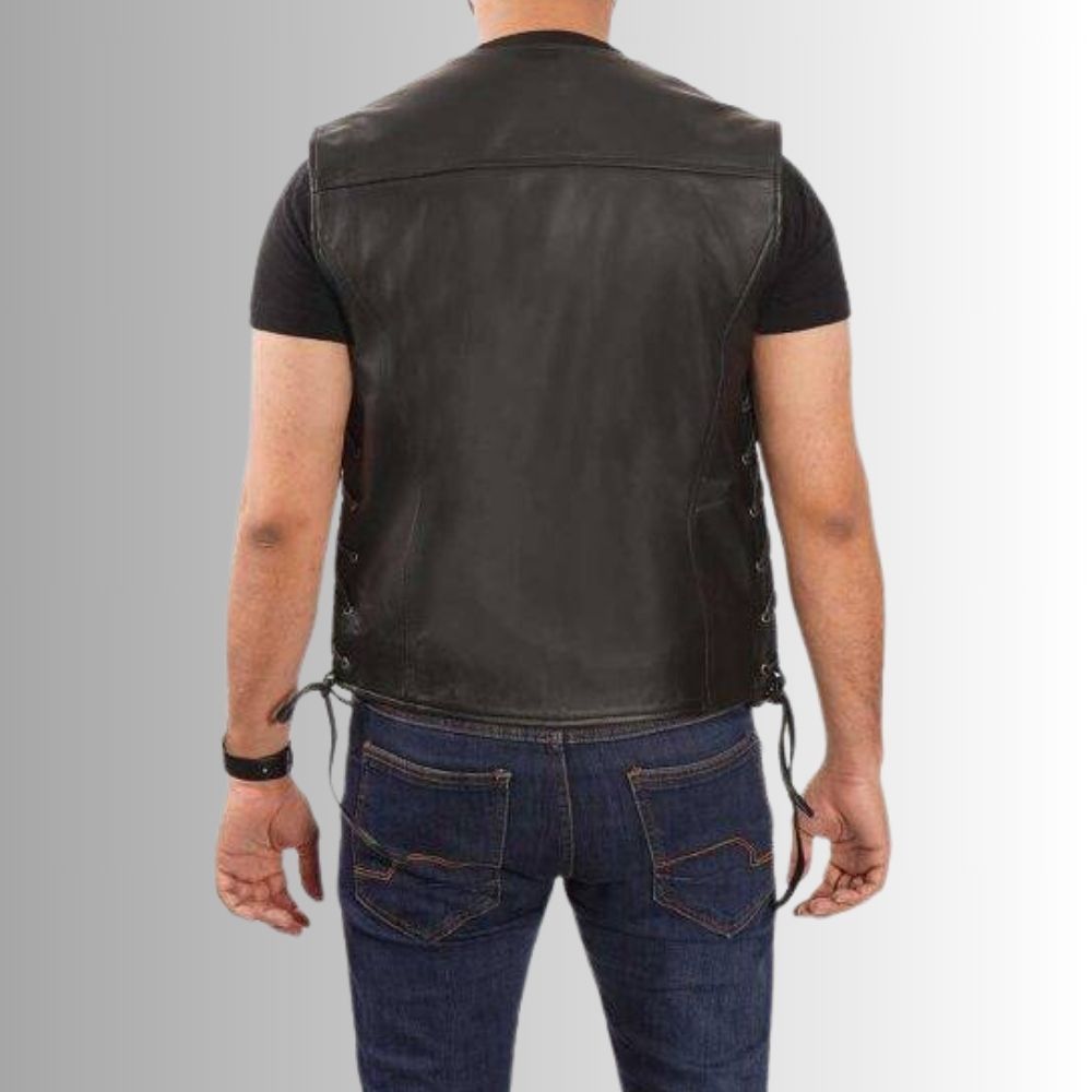 Gilet Cuir Biker Homme - Cuir d'agneau de première qualité