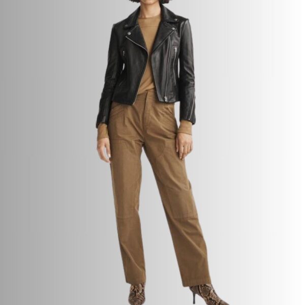 Blouson Femme Cuir Noir - Style motard