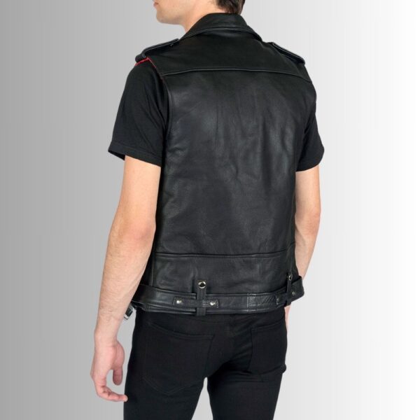 Gilet Cuir Homme Biker Noir