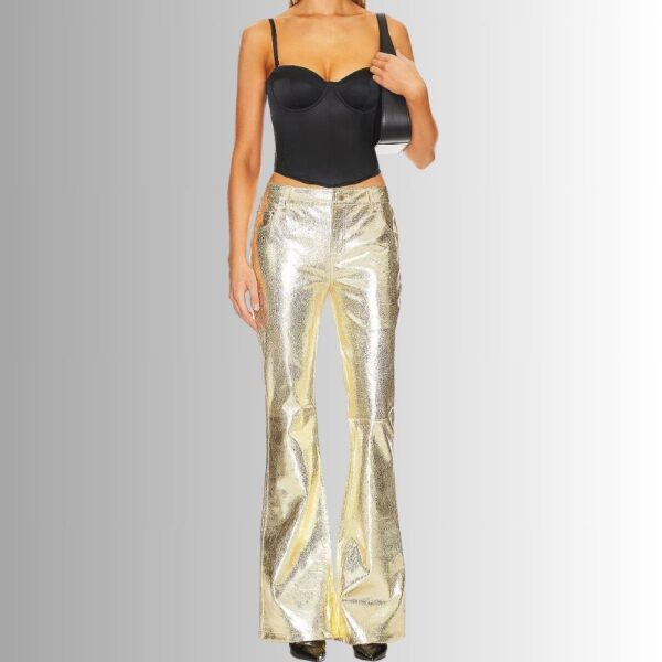 Pantalon Dore Femme - Métallisé Craquelé