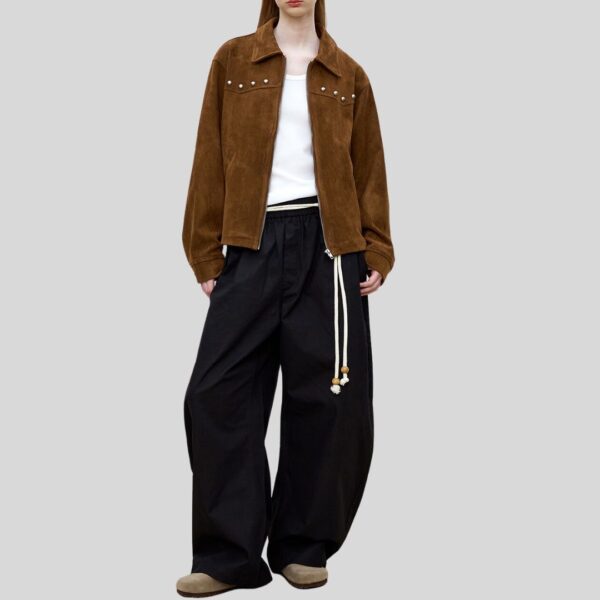 StudLine – Veste en Daim Marron à Clous pour Femme