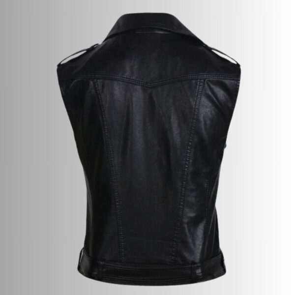 Gilet en cuir femme biker - Noir