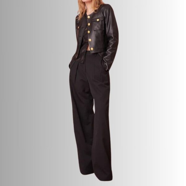 Veste Cuir Femme Noir - Alex Recadré