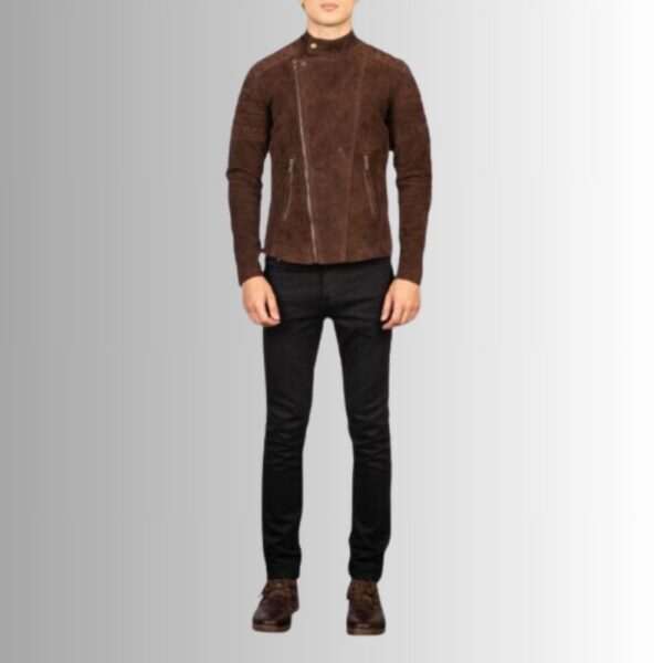 Veste Daim Marron Homme - Style motard