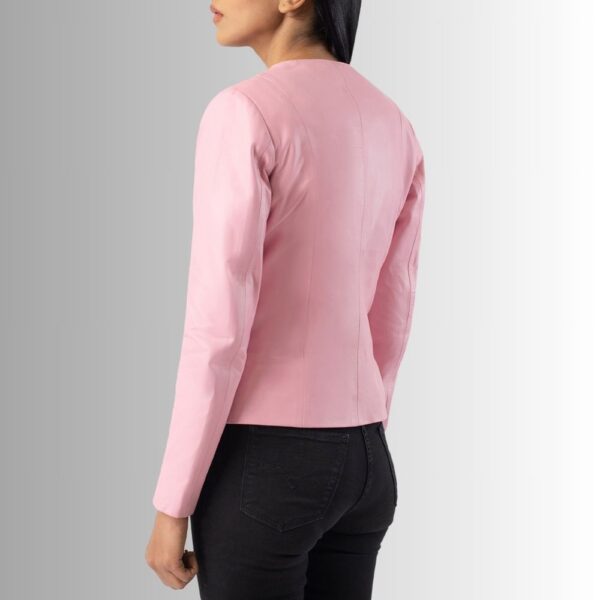 Veste Cuir Rose Femme - Sans Col