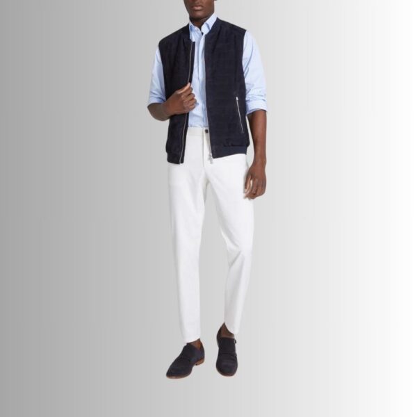 Gilet en daim pour homme - marin