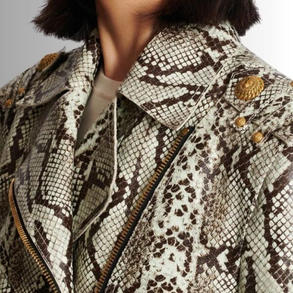 Blouson En Cuir Court Femme - Python