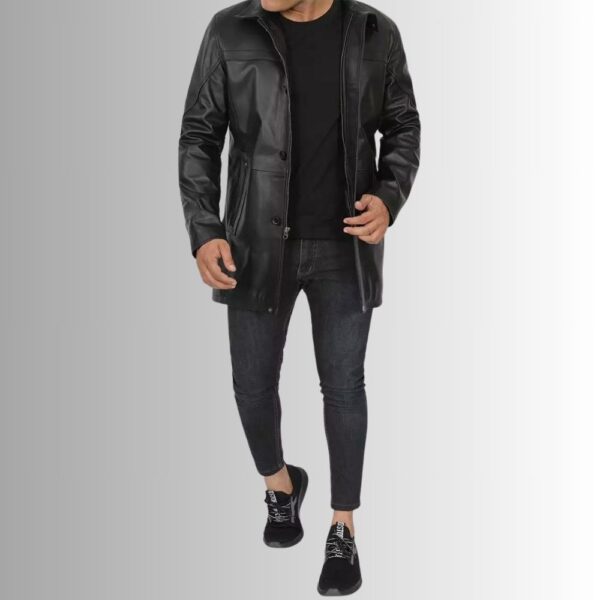 Manteau Cuir Noir Homme - Style Sportif