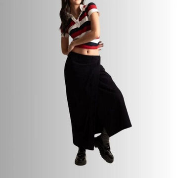 Jupe En Daim Longue Pour Femme - Noir