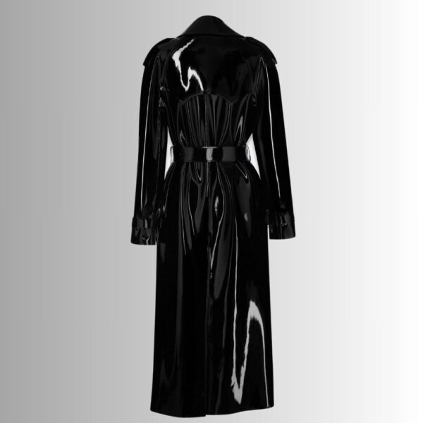 Manteau En Vinyle Femme - Longue Veste Brillante avec Ceinture | French Veste