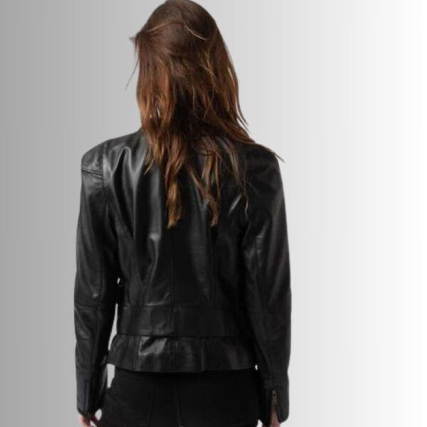Veste Cuir Noir Femme - Style motard