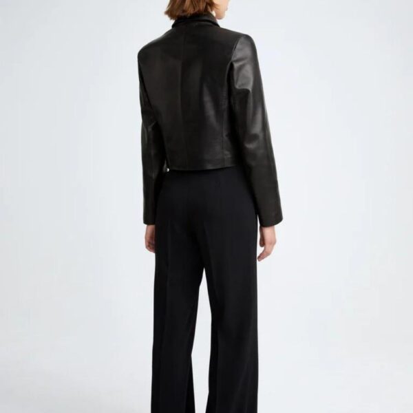 Veste En Cuir Col Chemise Femme - Classique