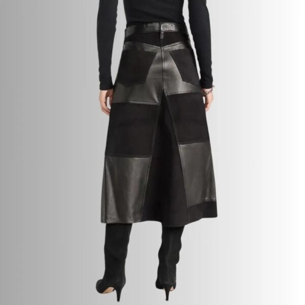 Jupe En Cuir Et Daim Longue Pour Femme - Style De Patch