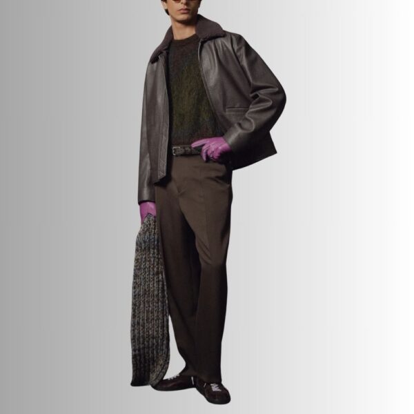 VelvetStorm – Veste Cuir Homme Violet – Col Fourrure Luxe