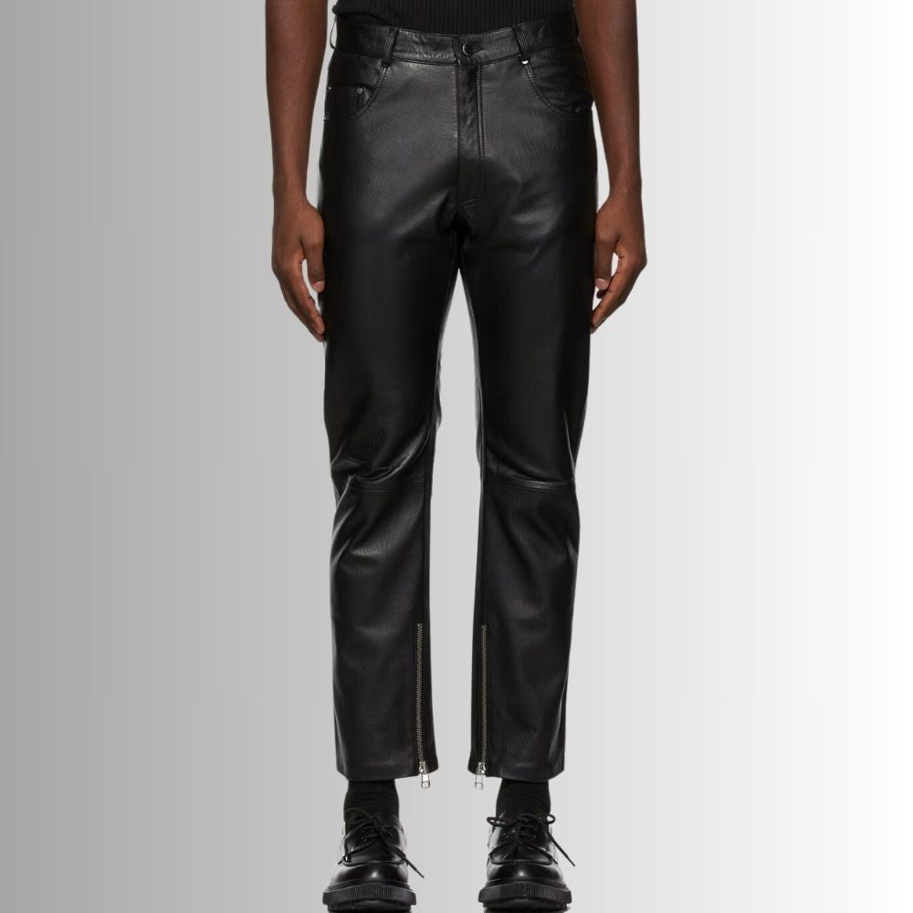 Pantalon Homme Cuir Noir - Coupe Ajustée