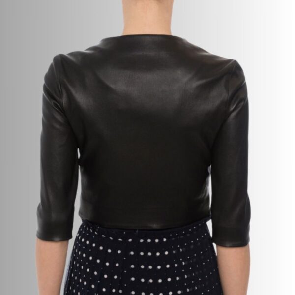 Veste En Cuir Courte Pour Femme - Noir